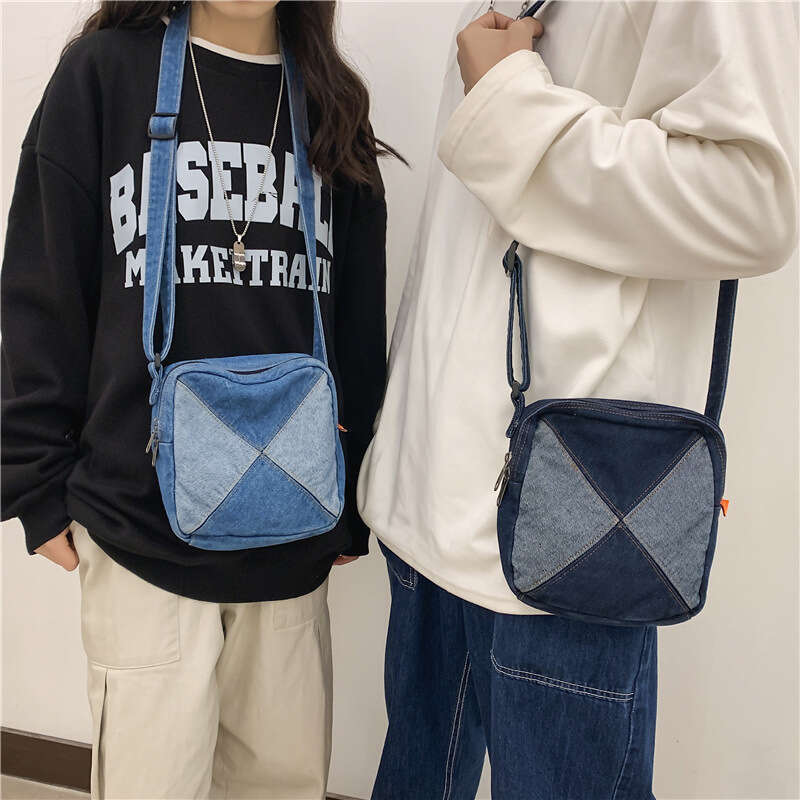 Bags Designer Women 2025 New Ins Color-Block Denim Small Square Unisex Versatile Shoulder Student Crossbody Bag Trendy Cool