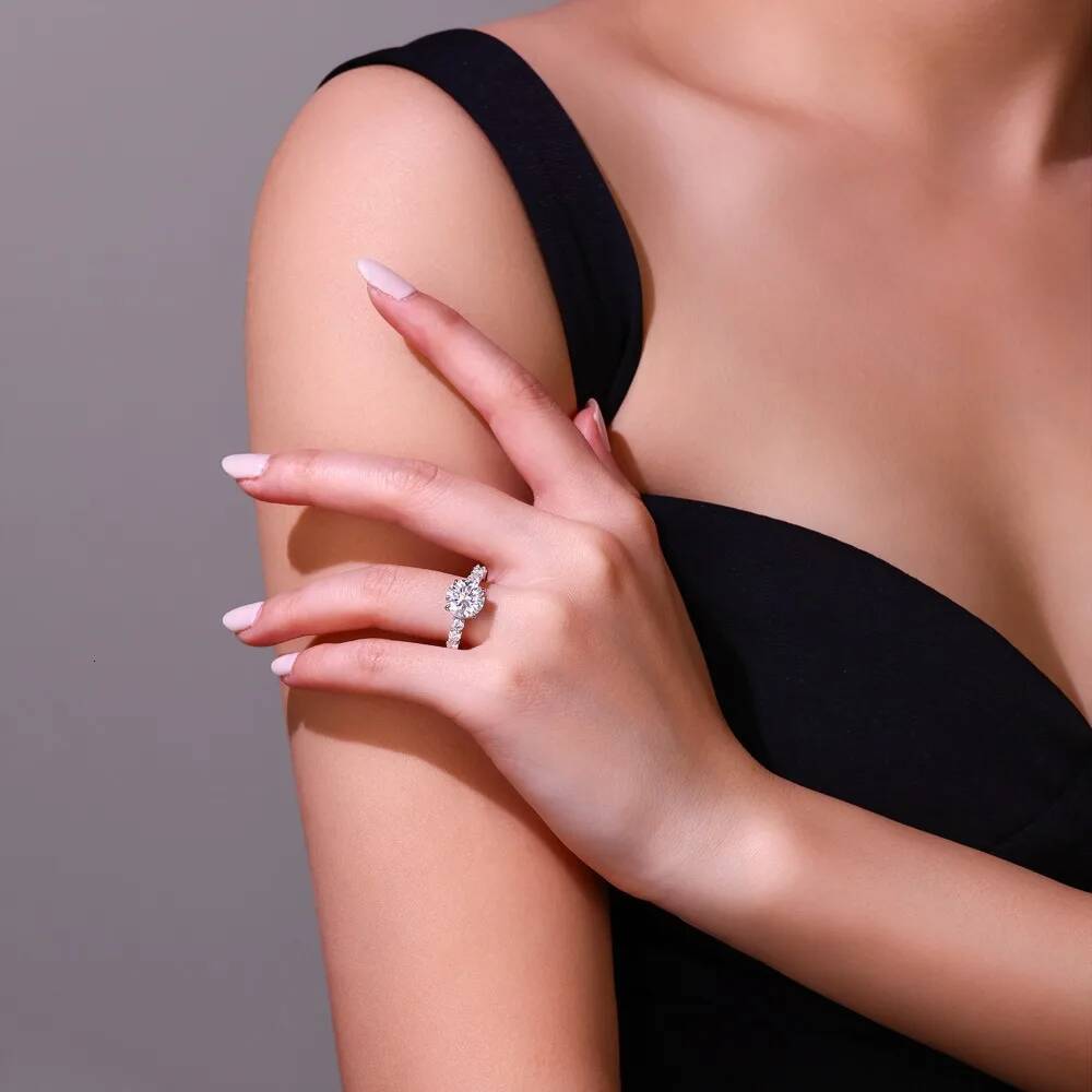 NKHOG 3.8CTTW Real Moissanite Ring For Women Men 925 Sterling Silver Eternity Diamond Band Pass Test 18K Plated Fine Jewelry GRA