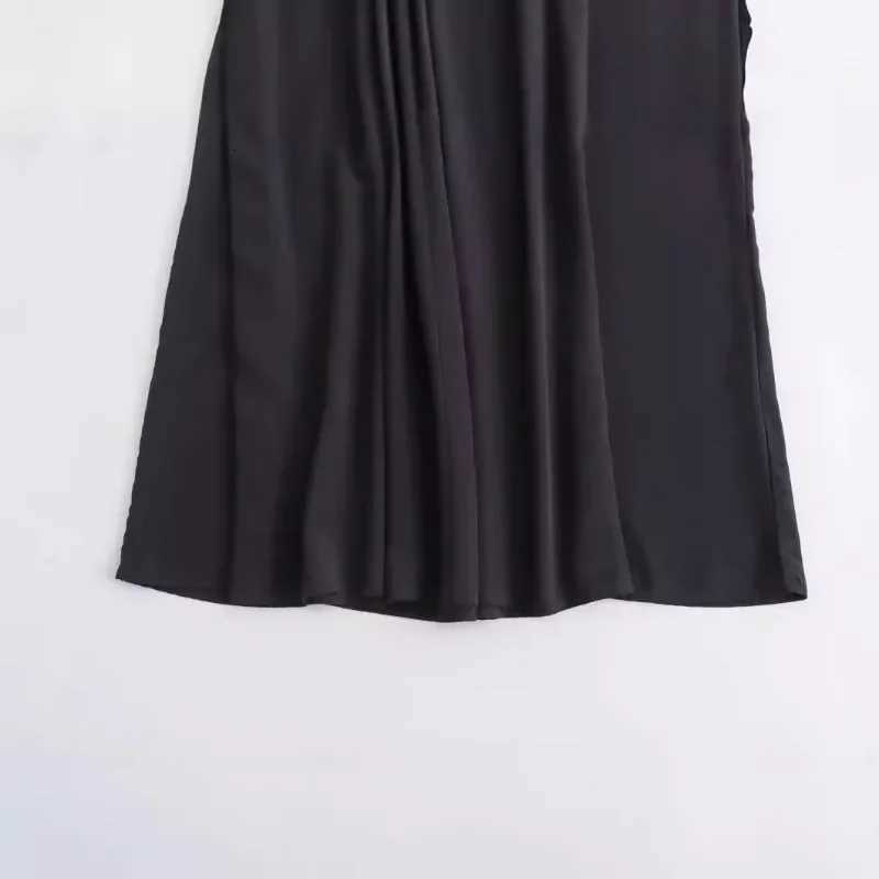 New Holiday Loose Fe Backless Black Dress 2024 Summer Women Fashion Temperament Casual Flowing Midi Suspender Long Dress XJ250814