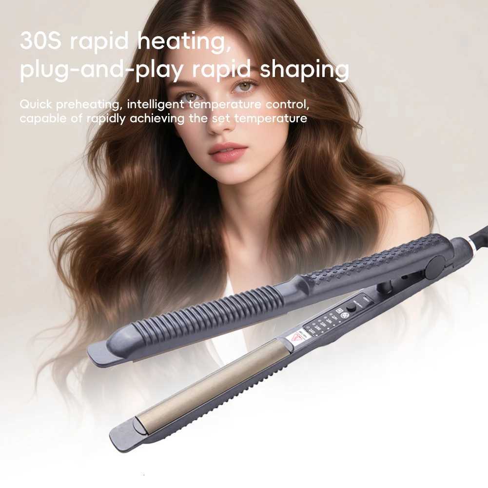 220V US/EU/UK Plug 2-in-1 Hair Straightener Curler Mini Flat Iron for Bangs Portable Wavy Curls Instant Heat Curl Ends Hair Tool W250814
