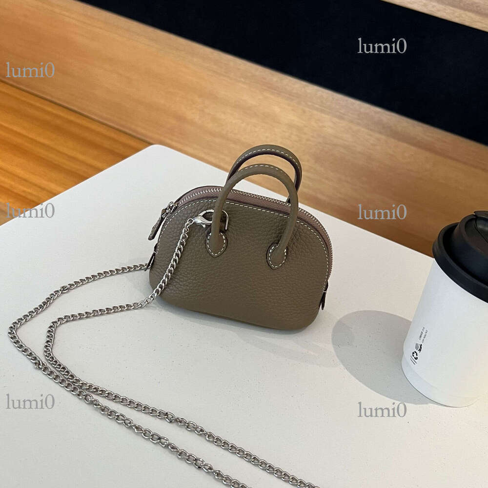 Versatile Mini Shell Top Layer Cowhide Bowling Genuine Leather Women's Handbag Shoulder Crossbody Chain Bag for Women