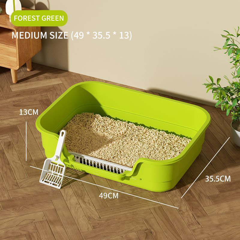 Pet litter box, oversized cat toilet, semi enclosed, open, breathable, odorless, splash proof pet supplies