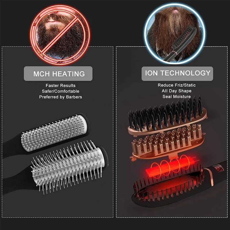 Professional LED Display Negative Ion Hair Straightener Brush Multi-functional Hair Curling Styler Comb W250814