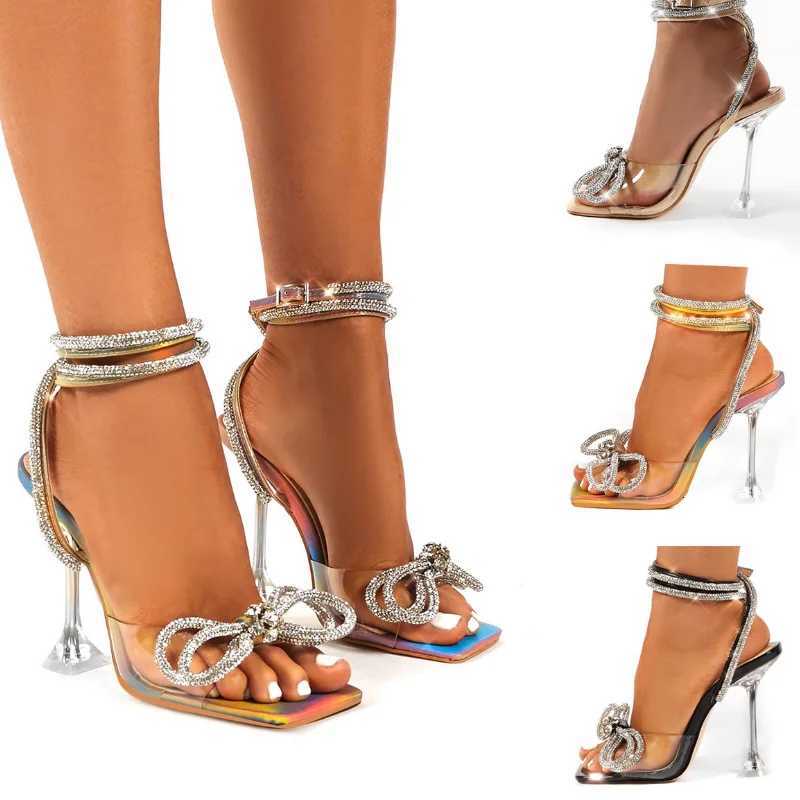 9CM Gladiator Sandals Shoes Sexy Transparent High Heels Sandals Women Summer Party Dress Shoes Ladies Pumps Size 43 W250814