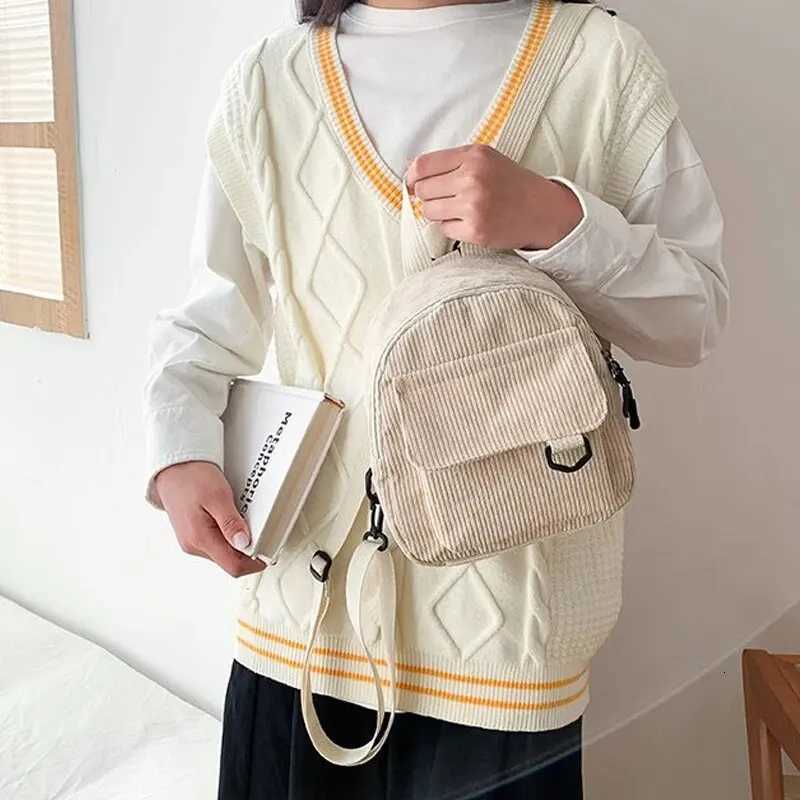 Minimalist and Versatile Striped Velvet Mini Backpack Students and Women for Leisure Travel XJ250814