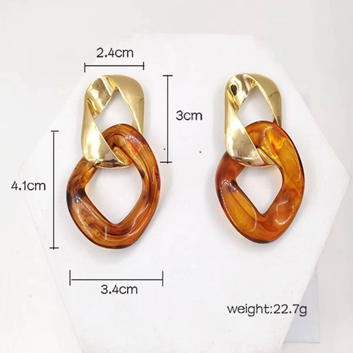 Pair of Resin Metal Earrings Fashion New Women's Accessories Cross-border