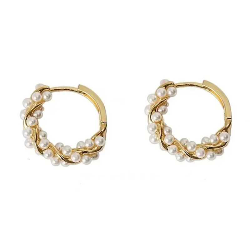 French Imitation Pearl Hoop Earring Small Round Circle Ring Earrings For Women Minimalist Jewelry Elegant Ear Buckle Gifts XJ250814