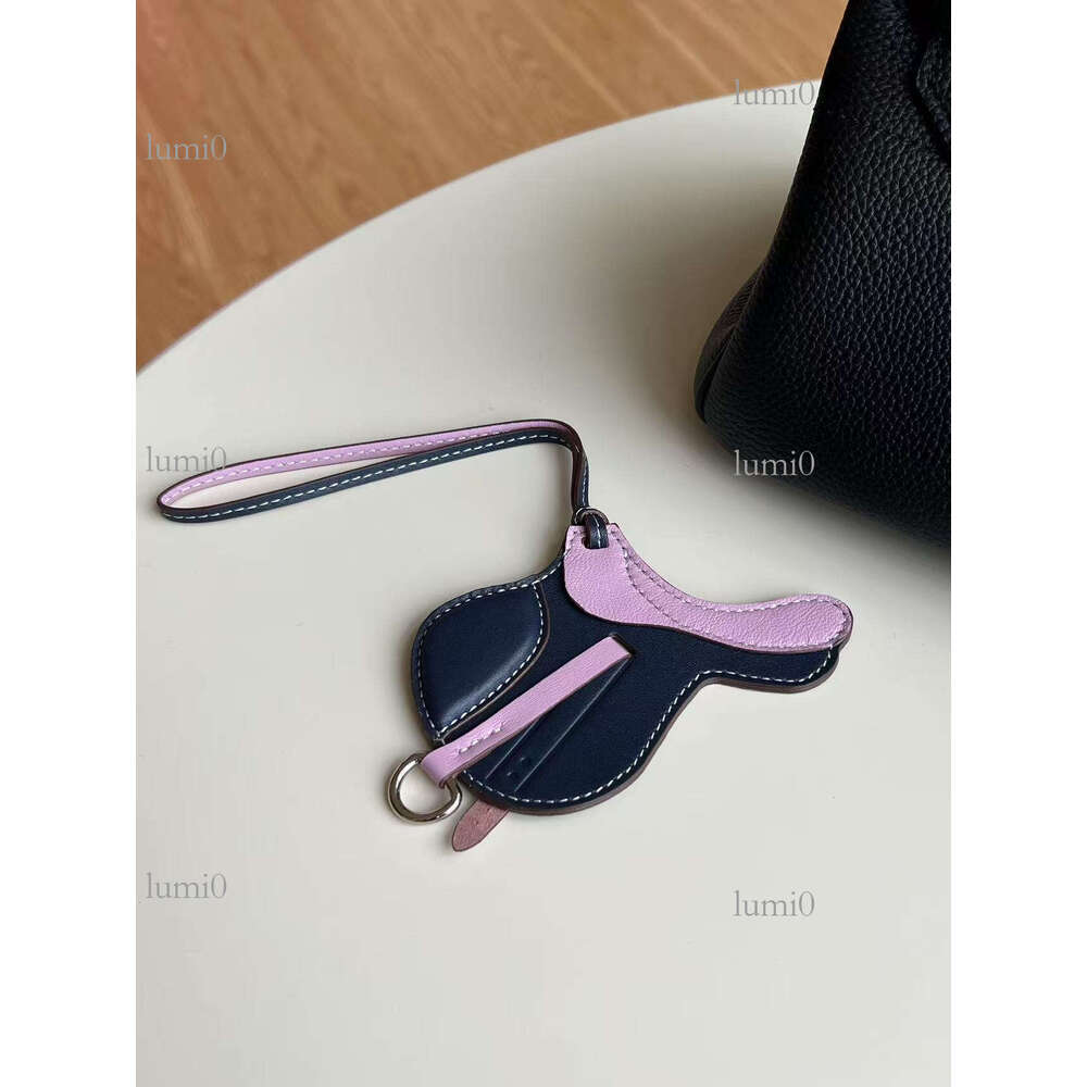 H Brand Lambskin Saddle Pendant Genuine Leather Bag Charm Handmade Accessory