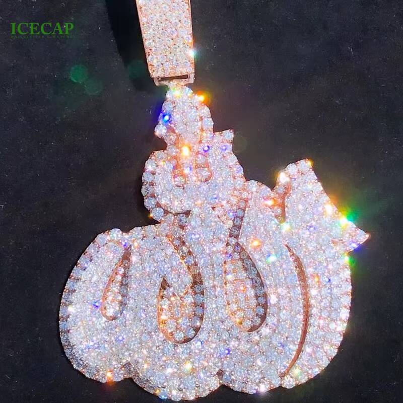 Latest Design Fashion Jewelry 925 Silver Iced Out VVS Moissanite Round Diamonds Hiphop Men 3D Fire Symbol Pendant for Necklace