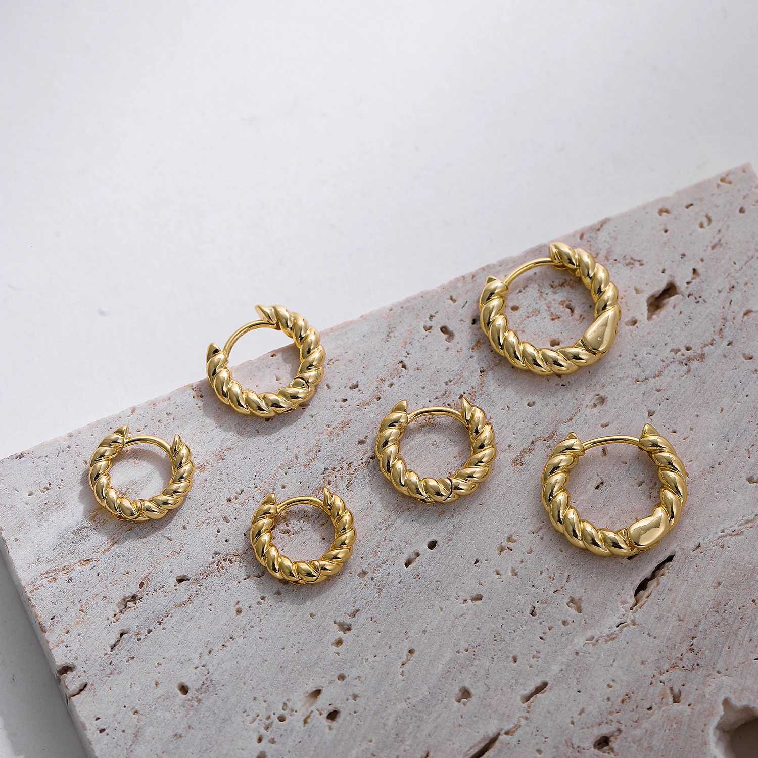 New Trend Twisted Small Hoop Earrings for Women Fashion Gold Color Metal Circle Tiny Hoops Huggie Ear Buckle Jewelry 2023 XJ250814
