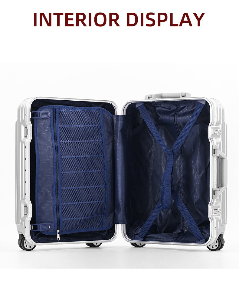 Trolley case Thicken travel suitcase Aluminum frame+PC+ABS silent universal wheel luggage wear-resistant and anti drop boarding suitcase