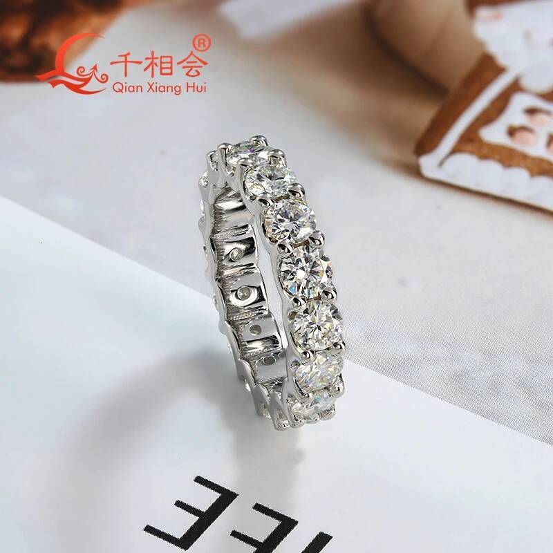 Customizable round Moissanite Eternity Band 0.3ct 4mm/0.5ct 5mm D VVS 925 Sterling Silver Jewelry for Engagement And Dating