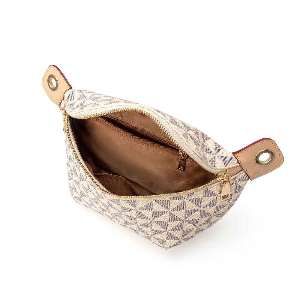 Lacel Urwebin Women's Geometric Triangle Pattern Fanny Pack Large Capacity Multi - Pocket Adjustable Strap Stylish Waist Bag for Daily Travel Spo