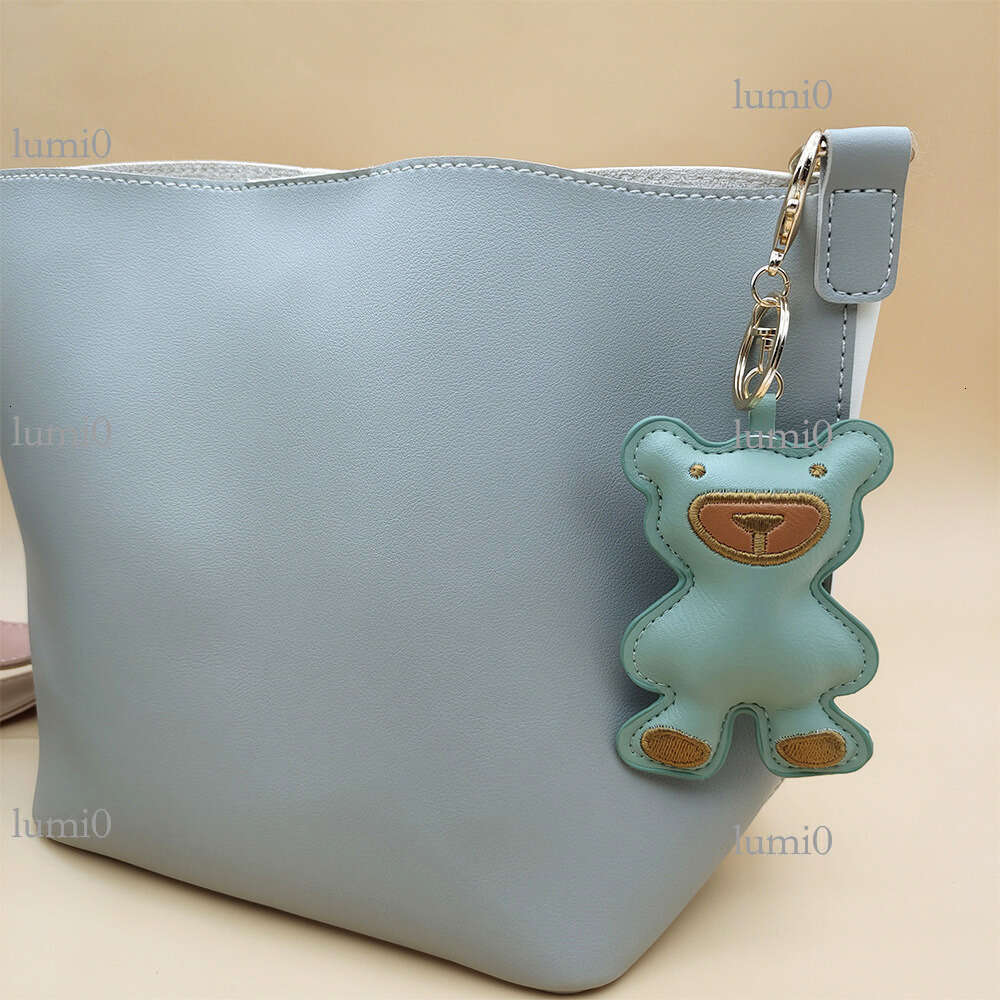 Embroidered Heart Bag Pendant Standing Bear Leather Backpack Creative PU Couple Keychain Versatile
