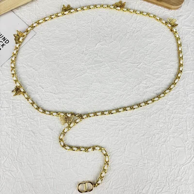 Style Waist for Women, Dress Coat, High-End Feel, 2024 Butterfly Decoration, Suit Metal Chain Belt