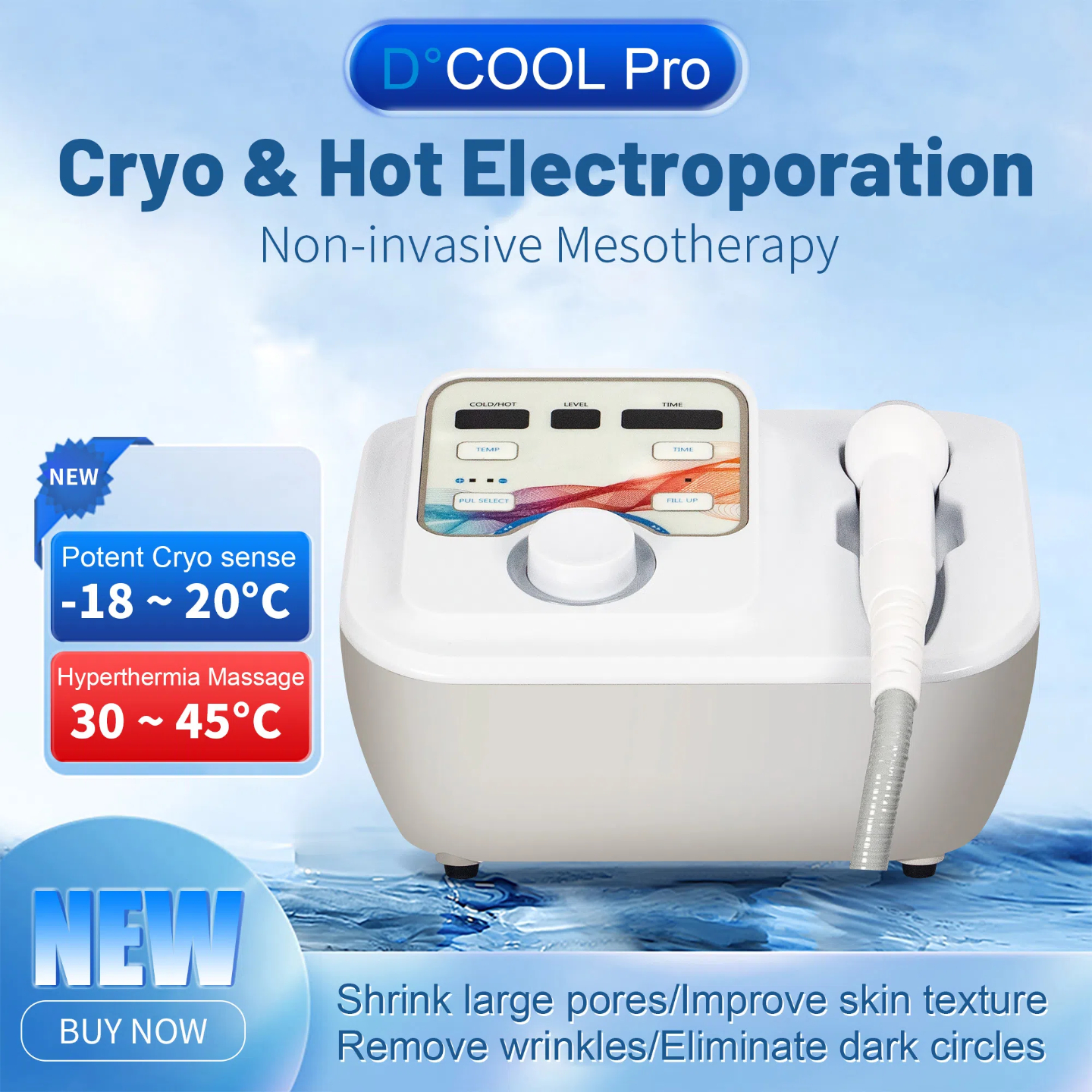Hotest DCool Hot cold Hammer Skin Facial Mesotherapy Machine with Heating Cooling and Electroporation System for Skin Tightening