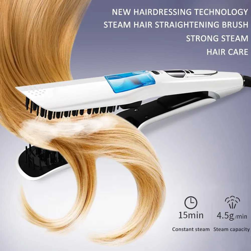 Professional Steam Straightener Brush Salon Wet Dry Fast Ionic Steampod Flat Iron Hair Straightener W250814