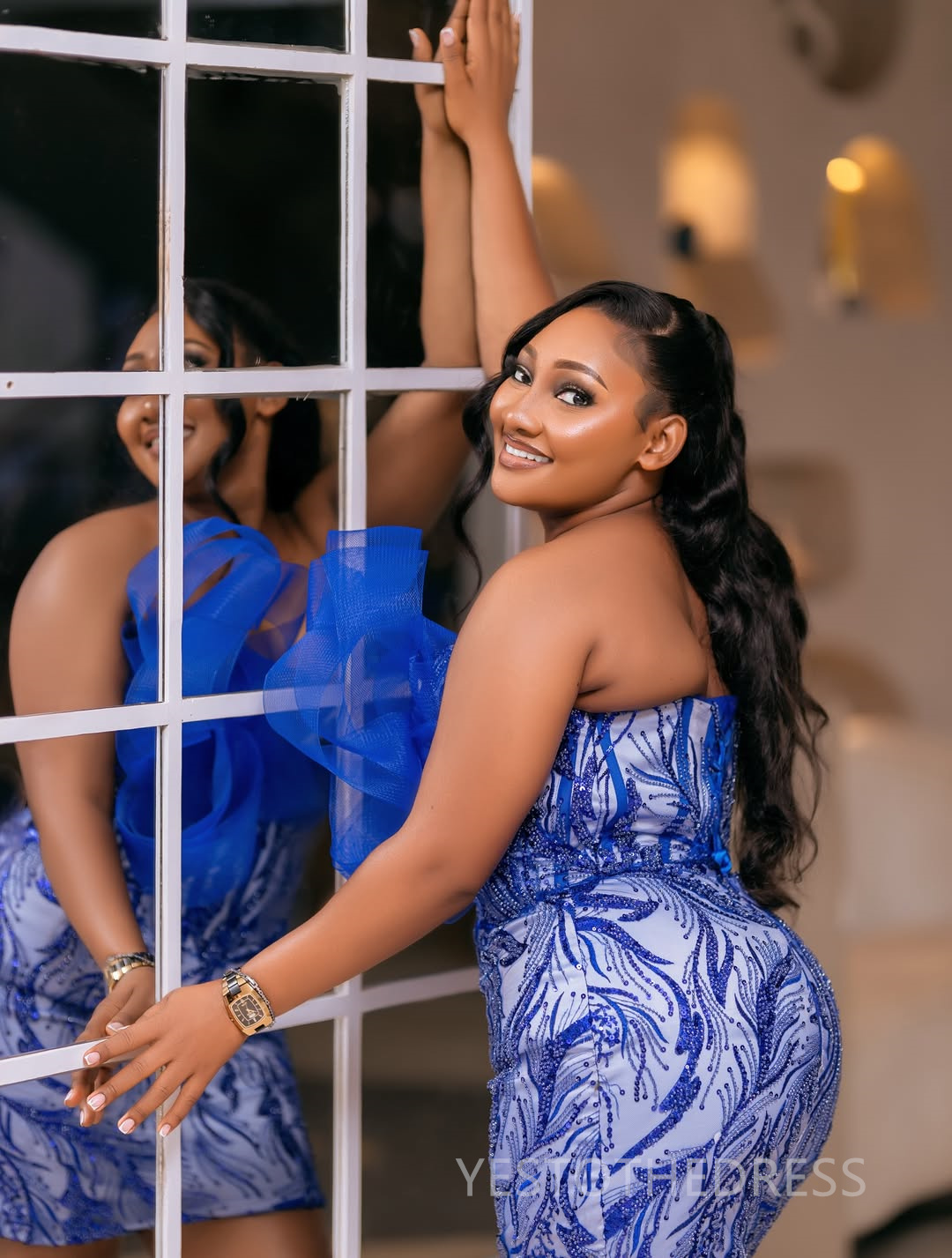 2025 Plus Size Royal Blue Cocktail Dresses For Women Short Mini Dress Sheath Beaded Lace Sexy Pleated Ruffles Homecoming Gown For Nigeria Black Girls 