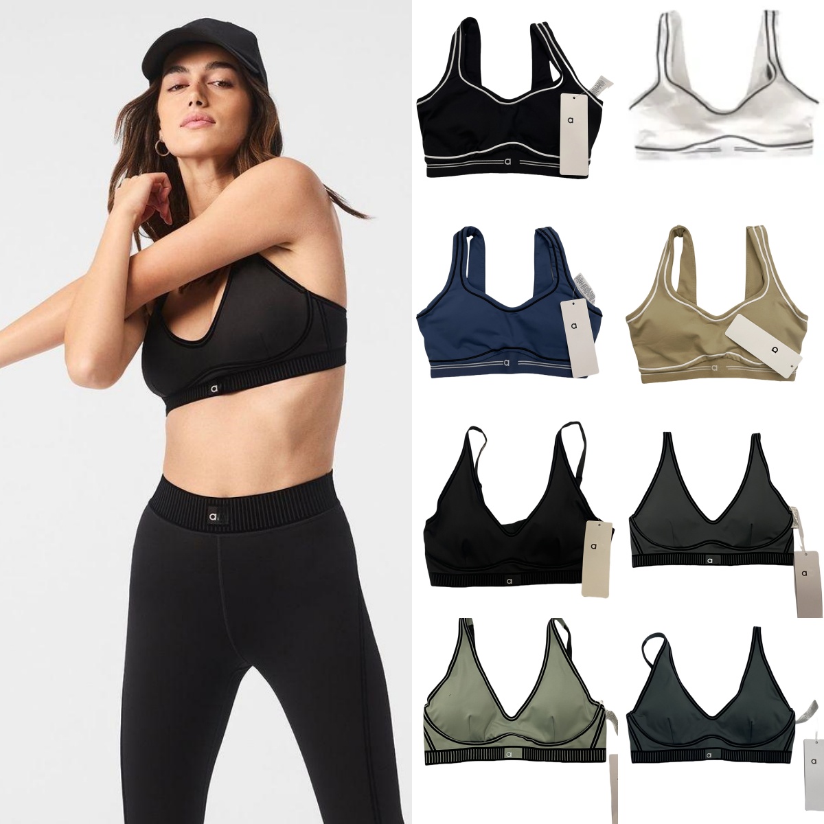 NEW TOP 1 Yoga Sets Designer Heartbeat Bra Leggings And High End White Striped Low Back Dance Yoga Running Fitness Gym Pilates Comfortable Aloness women clothes