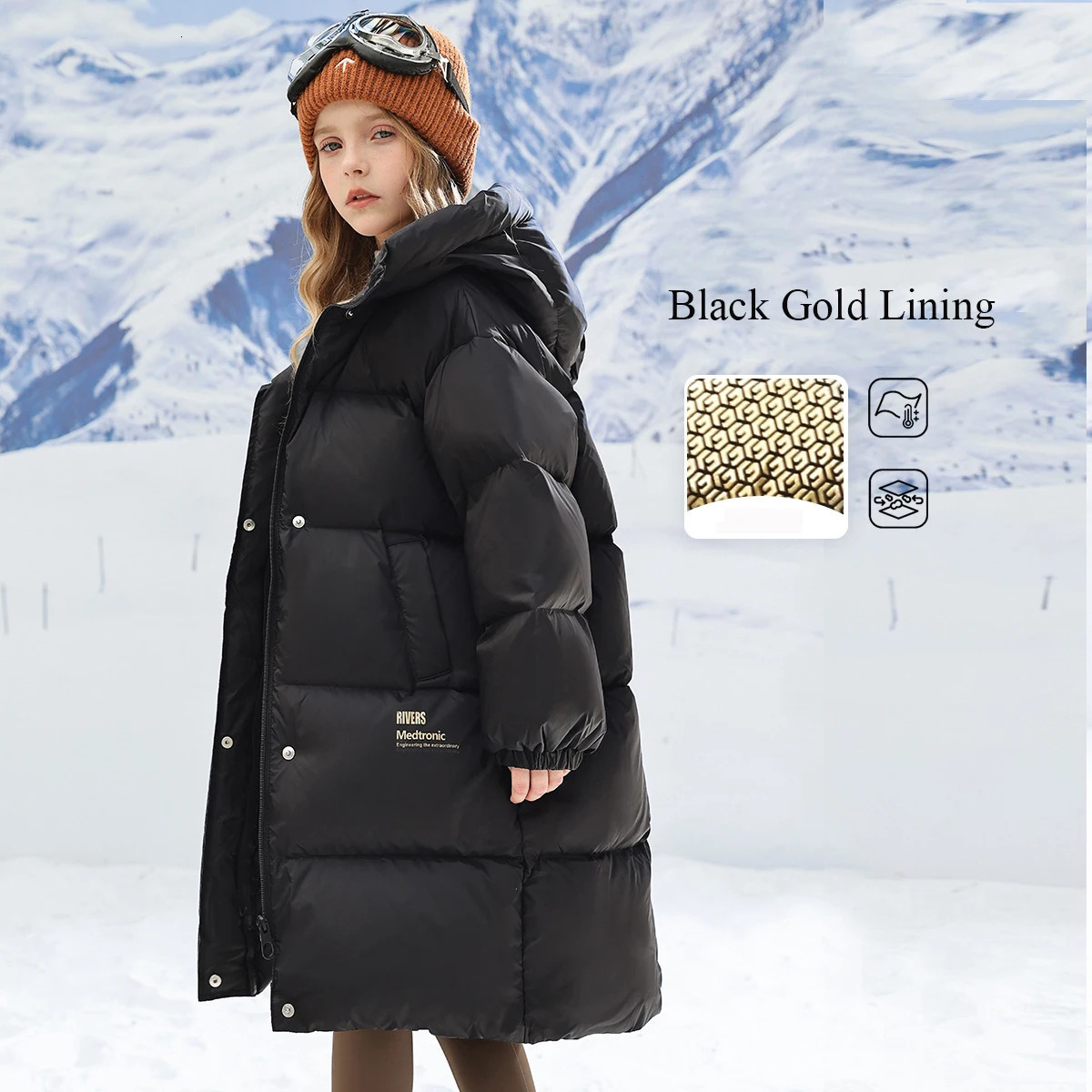 Kids Winter Children Clothing Long Down Cotton Jacket Teens Girls Black Red Coat Snowsuit Baby Hooded Parka TR205 250813