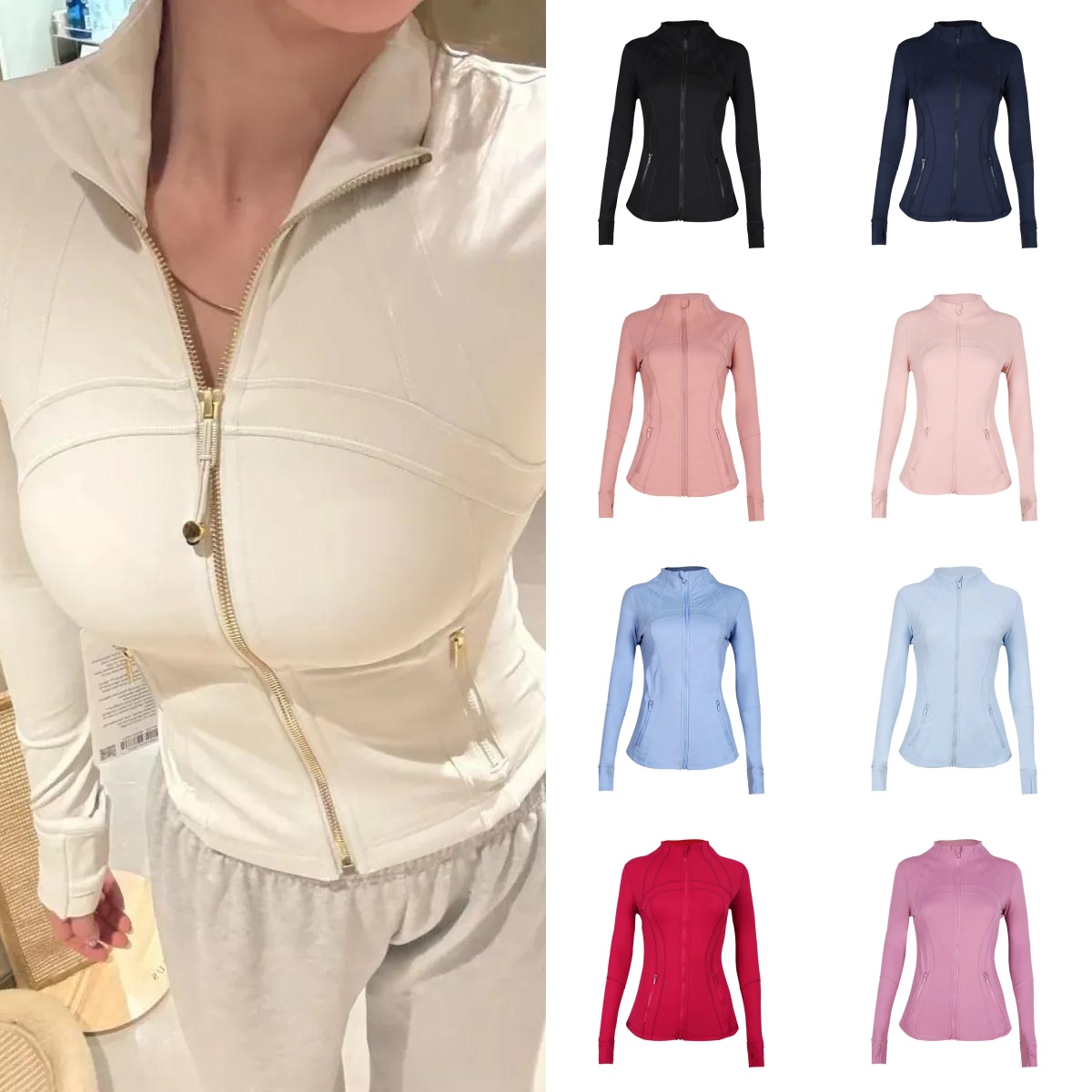 2025 10A NEW Quality Women Yoga Jackets Crop Shorter leggings Zipper Workout Sport Coat Fitness Gym Training sweatshirt Jogging luluness lemonlies jackets