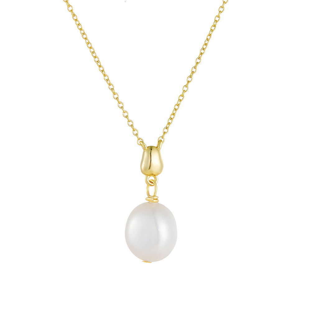 S Pure Sier Natural Baroque Pearl Pendant Necklace for Women Simple Versatile Elegant Clavicle Chain