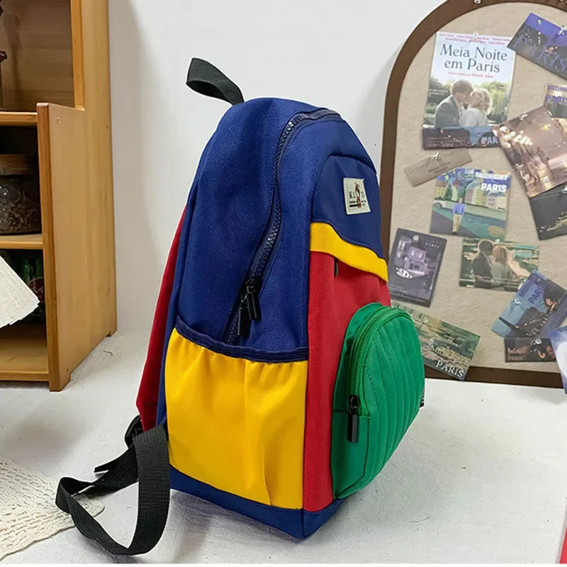 Kids Backpack Personalized Patchwork Curved Shoulder Strap Kindergarten Backpack Nylon Girl Boy Casaul Travel Bag 250813