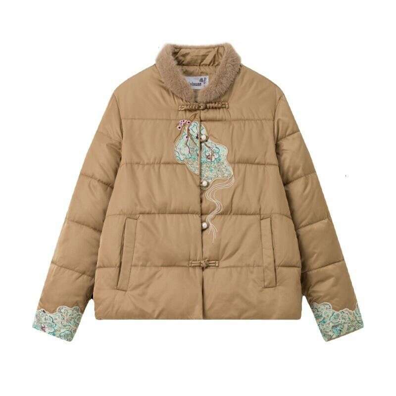 2025 Down And Women's Winter Embroidery New Temperament Chinese Short Style Warm Cotton Jacket