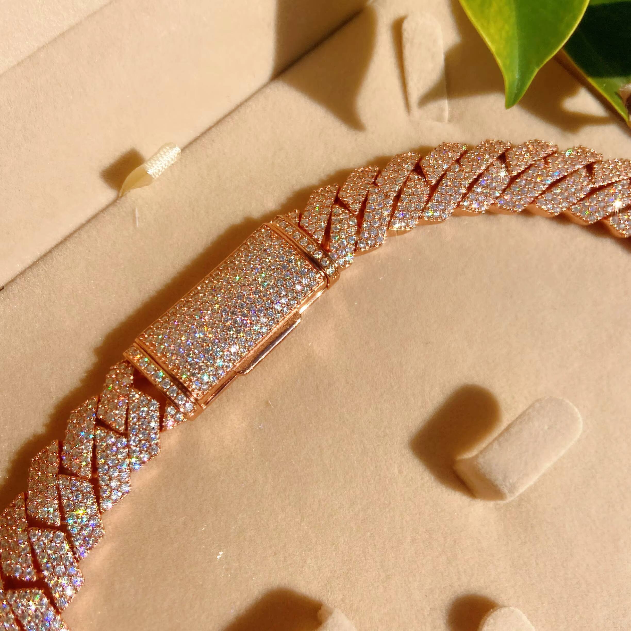 Hot Selling Necklace Sier Iced Out Lab Dia Vvs Moissanite Hip Hop Jewelry Real Gold Plated Cuban Link Chain