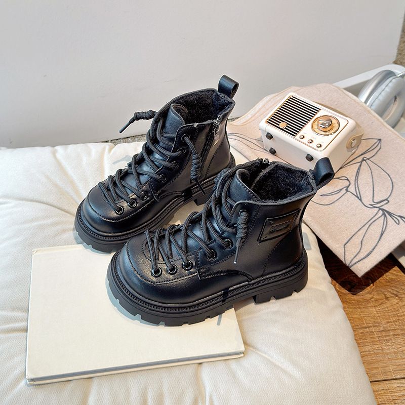 Boys Boots Girl Toddler Waterproof Non Slip Winter Boots Children Leather Plush Shoes Happysteps Fashion Kid Boots Sizes US7C-US4Y