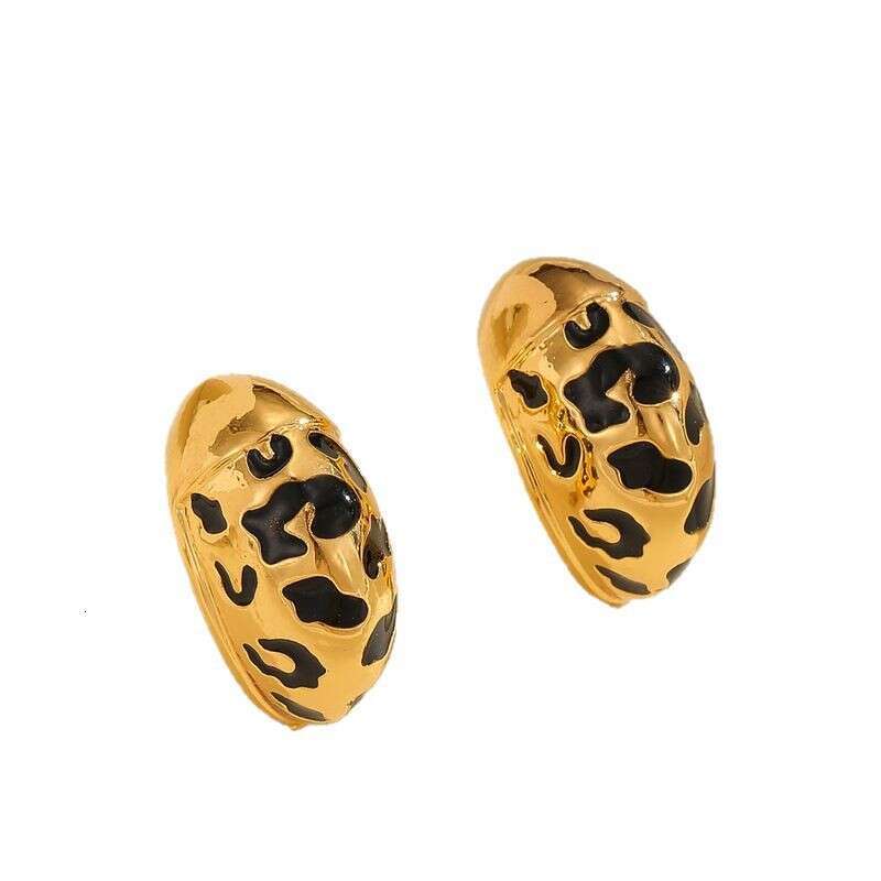 ER03469 Fashion Leopard Print C-Hoop Earrings - Gold Geometric Dangle Earrings for Women | Trendy Ins Style