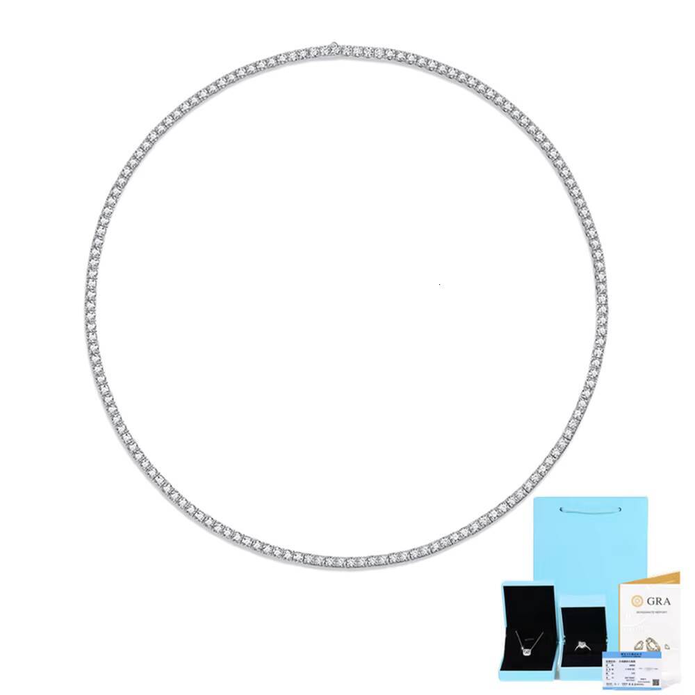 Fine Jewelry Necklaces Hip Hop S925 Silver VVS Moissanite Diamond Cluster Iced Out Tennis Chain Bracelet Necklace for Men Women