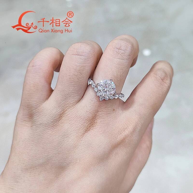 3ct 9mm round shape Irregular Sorting ring D vvs white moissanite S925 Sterling Silver Jewelry Engagement Ladies