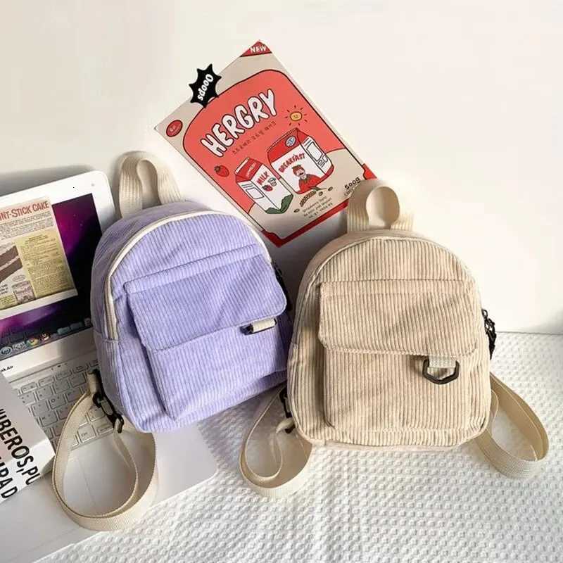 Minimalist and Versatile Striped Velvet Mini Backpack Students and Women for Leisure Travel XJ250814