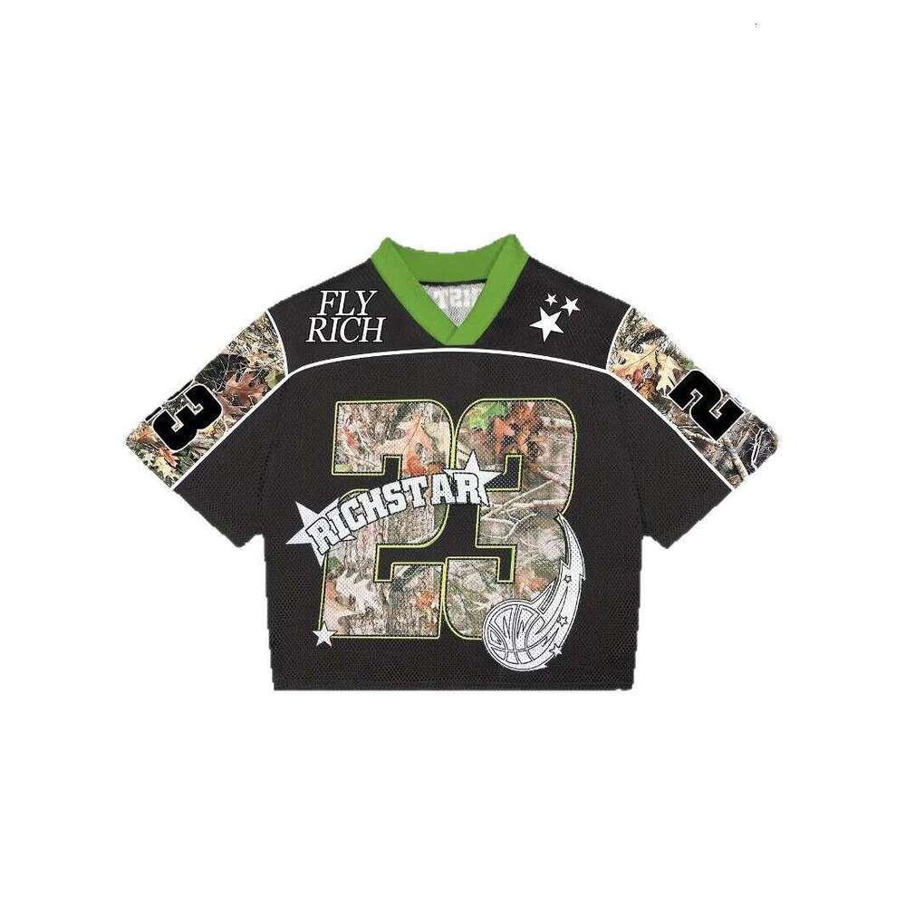 Y2K Jersey Hot Girl Street Loose V-Neck Short Sleeve T-Shirt Printed Top