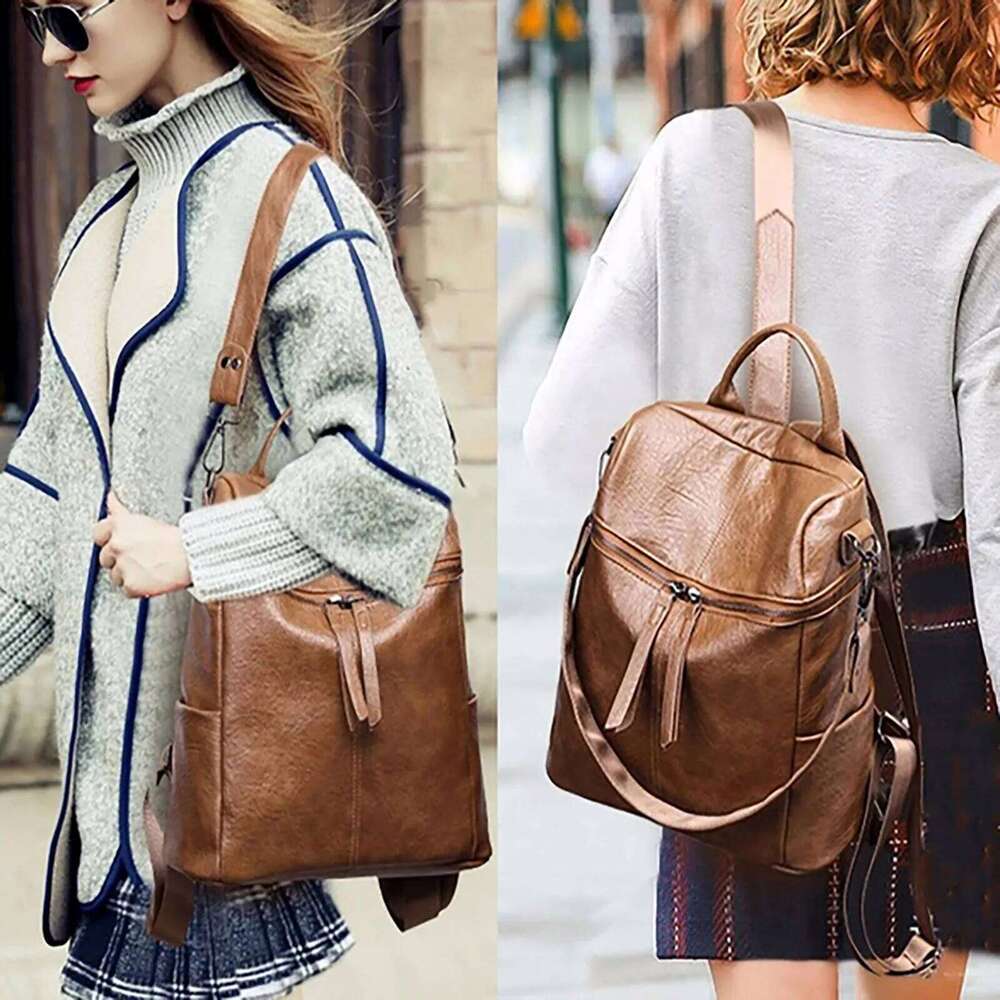New Women Leather Handbag Soft Face Fashion Retro College Backpack Large capacity fashion bag