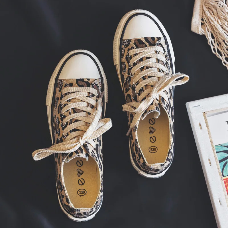 Summer Leopard Print High Top Canvas oes Womens Korean Sle Versatile Student Harajuku Ulzzang Womens oes 250809