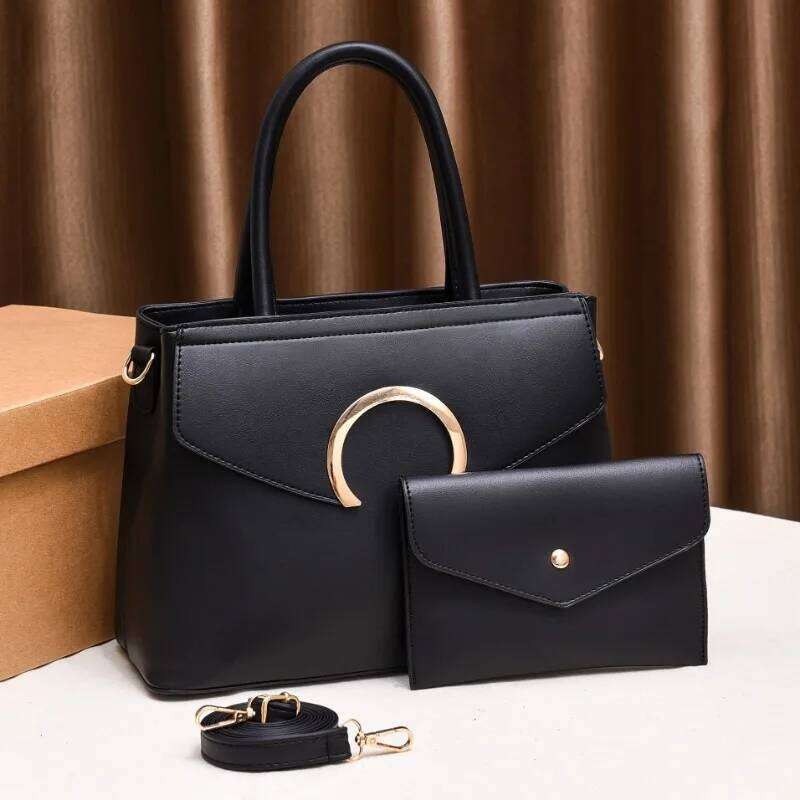 Two Piece Set New Fashion Women S Handbag With Wallet Large Capacity European American Shoulder Crossbody Bag