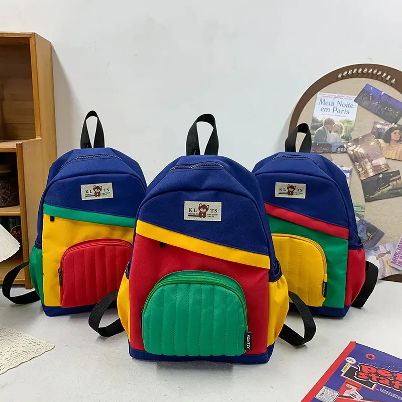 Kids Backpack Personalized Patchwork Curved Shoulder Strap Kindergarten Backpack Nylon Girl Boy Casaul Travel Bag 250813