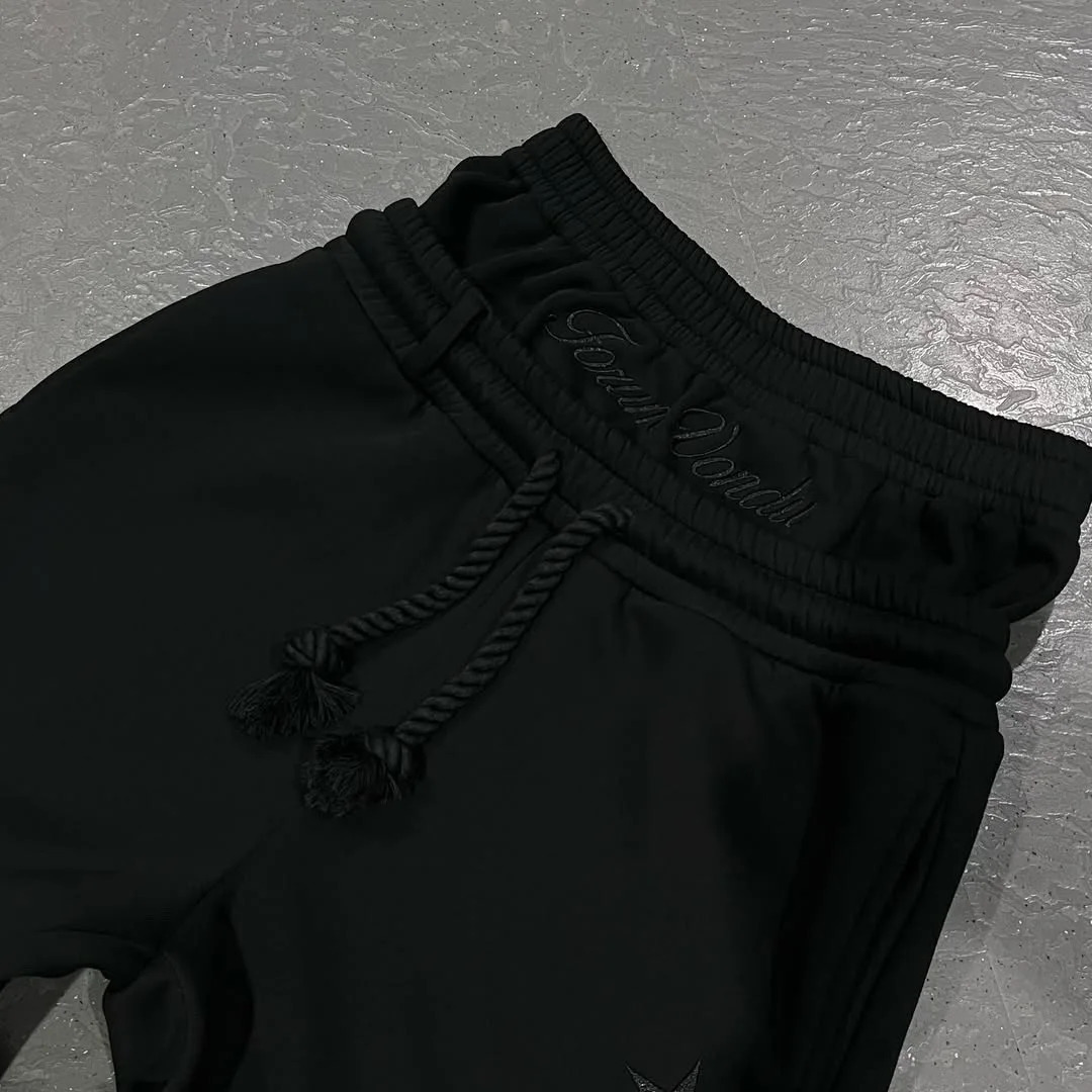 Harajuku Loose Double Waisted Sweatpants Y2K American Solid Color Letter Embroidery Casual Pants Hip Hop Drawstring Waist Jogger 250813