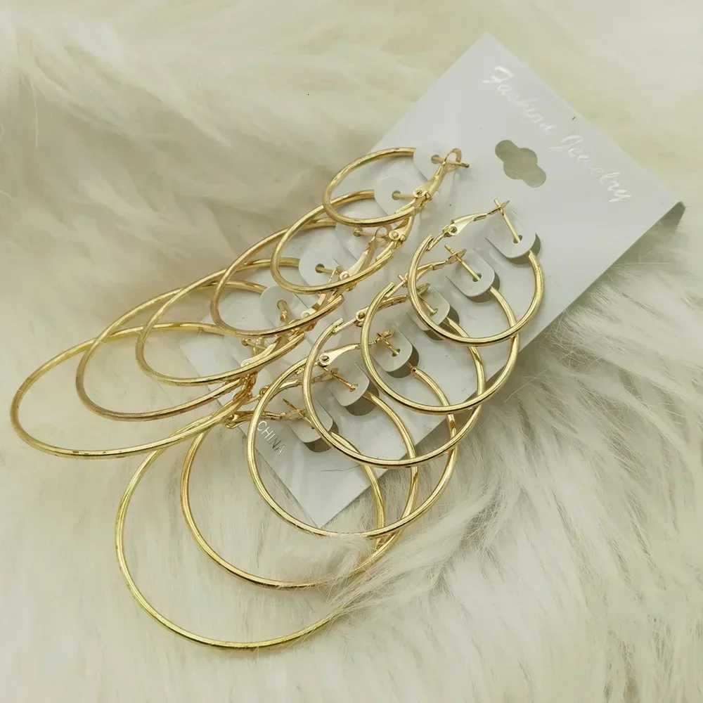 6Pairs Hoop Earrings Set Big Circle Earrings Jewelry for Women Girls Ear Clips Punk Style Earrings Fashion Jewelry Accessories XJ250814
