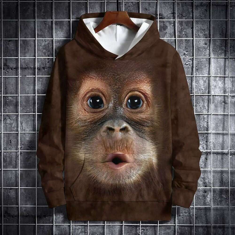Funny Monkey Hoodies Animal 3D Print Women Autumn New Hooded Sweatshirt Casual Streetwear Long Sleeve Pullovers Female Clothing