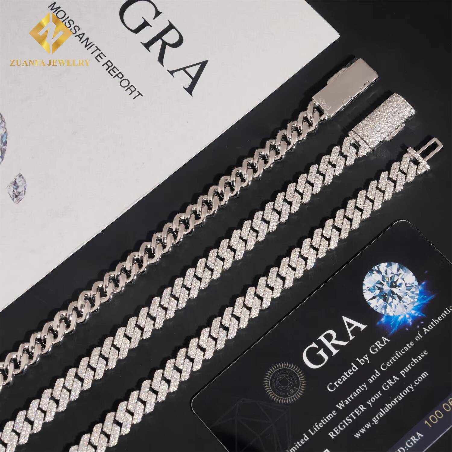 Ready to Ship Classic 8mm Moissanite Hip Hop Jewelry Sier Iced Out Cuban Link Pass Dia Chain