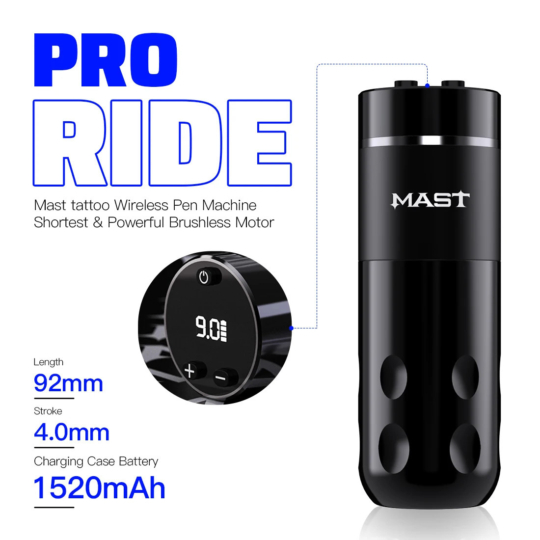 Mast Rider Pro Wireless Rotary Tattoo Machine Brushless Motor LED Screen Display Battery Pen Permanent Makeup For Artist 250809