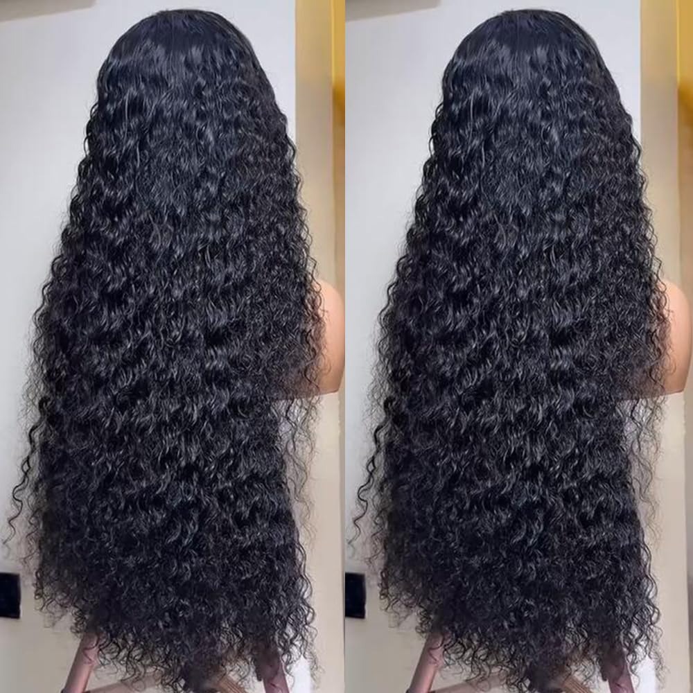 30 Inch Lace Front Wig Human Hair for Black Women 180% Density HD Transparent 13x4 Deep Wave Lace Front Wigs Synthetic Pre Plucked Wet and Wavy
