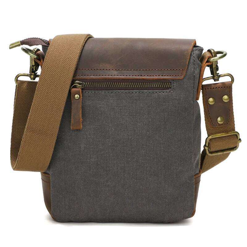 City Bag Retro Canvas Small Shoulder Bag Men's Leather Crossbody Bags Women Phone Pouch For Travel Everyday Use