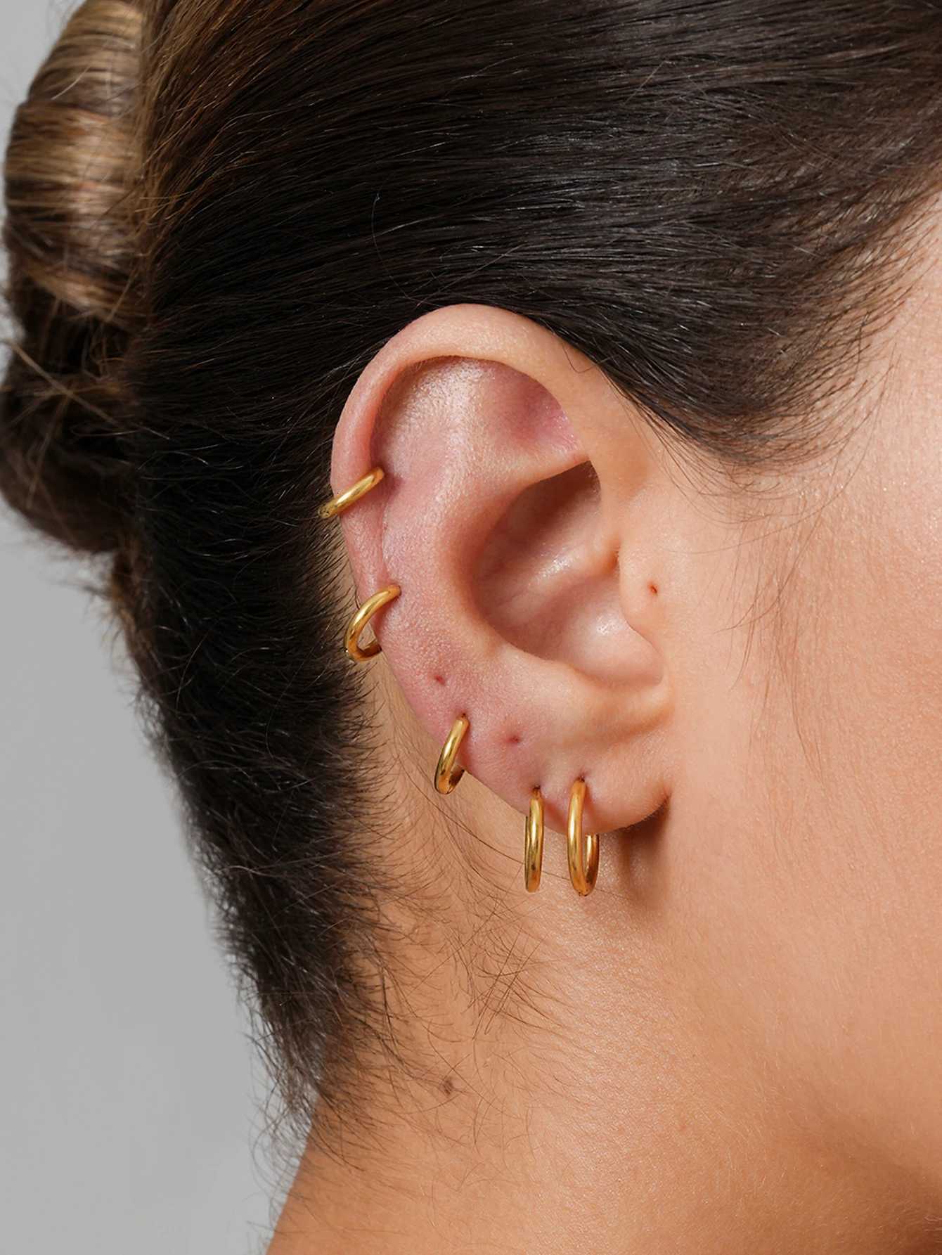 5 Pairs Small Hoop Earrings for Women 18K Gold Plated Surgical Stainless Steel Huggie Hoop Earrings for Cartilage Helix TragusXJ250814