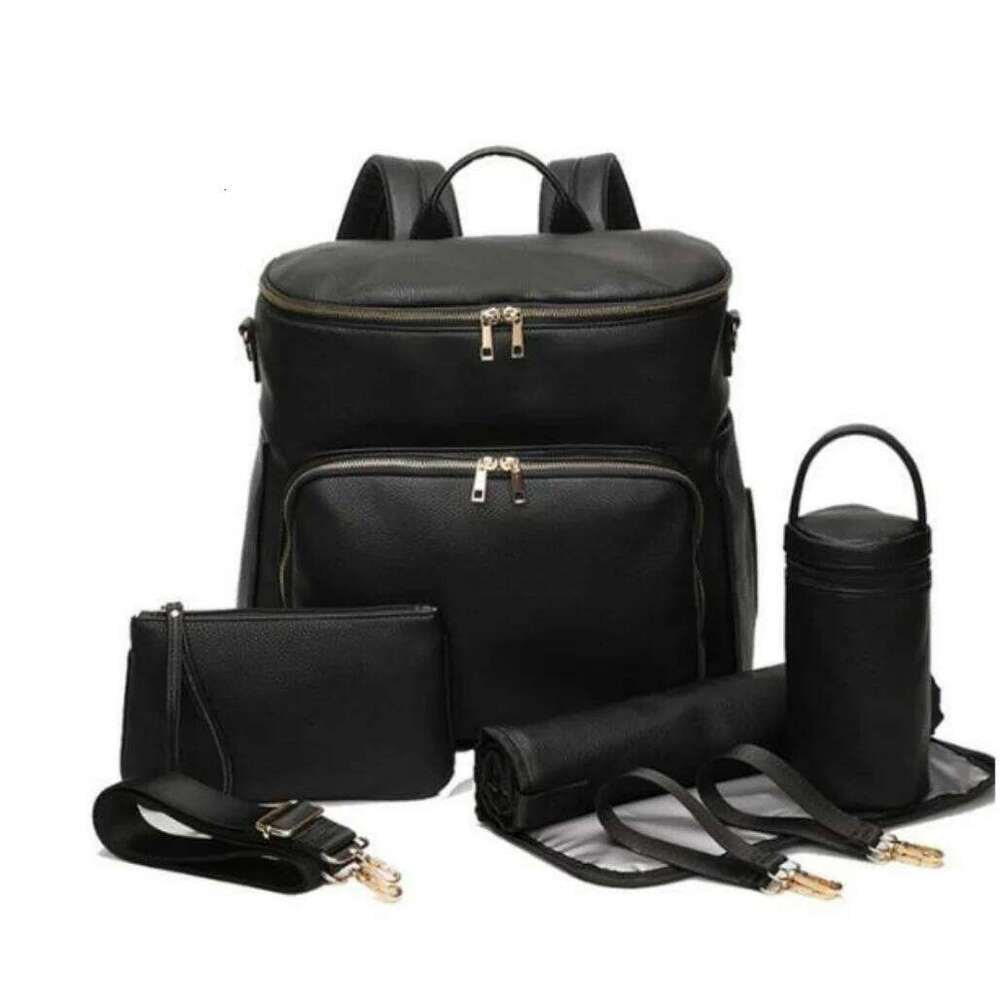 PU Leather Backpack Large Capacity Travel Carry Maternity Bag Stroller Organizer Nappy Changing Bags Diaper pad