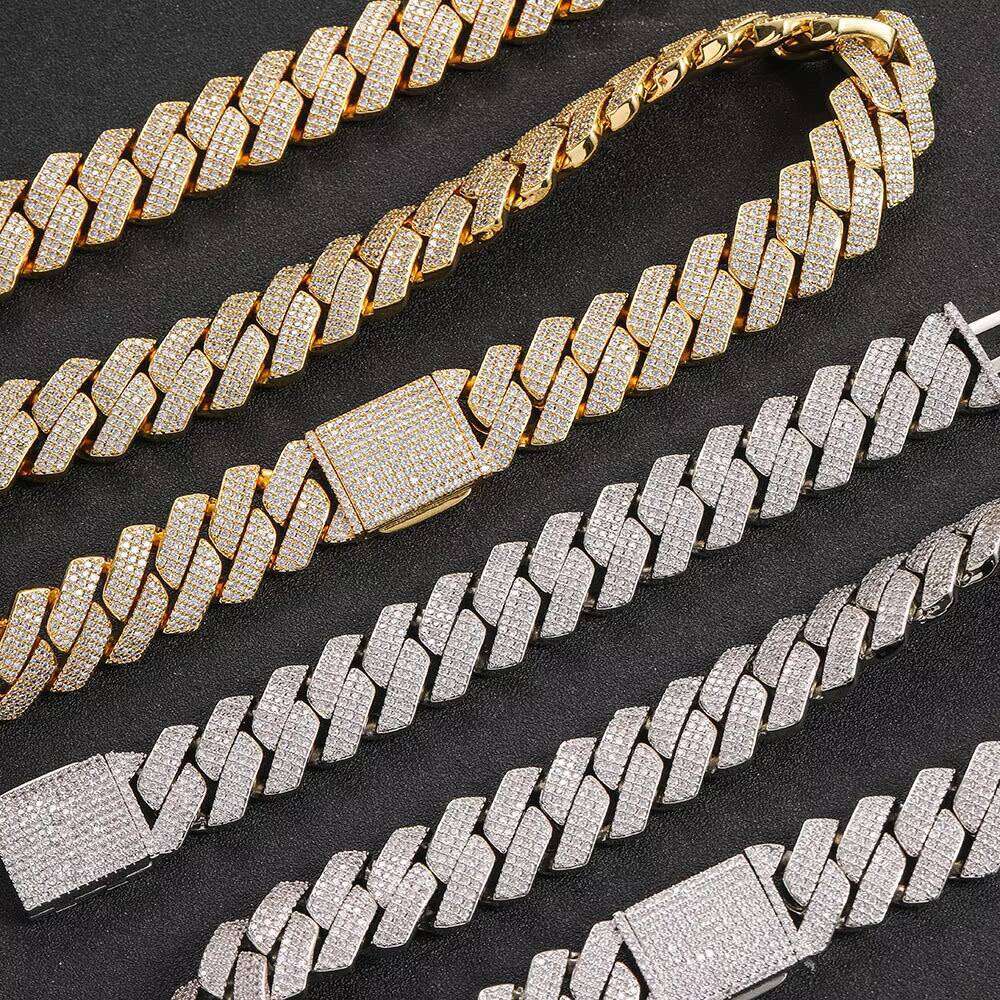Chain Gold-Plated Shiny Miami Cuban Necklace Men's 20mm Iced Hip-Hop Jewelry