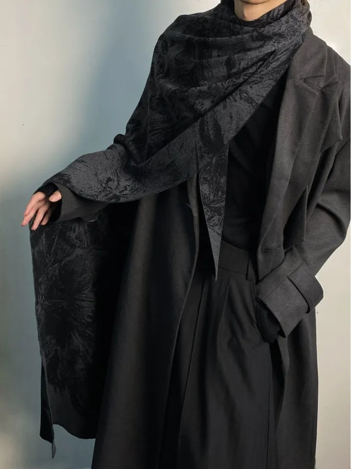 Y2k Gothic Graphic Womens Scarf Shawls Winter Warm Cashmere Scarves Men High Street Fashion Vintage Muffler Unisex 250813